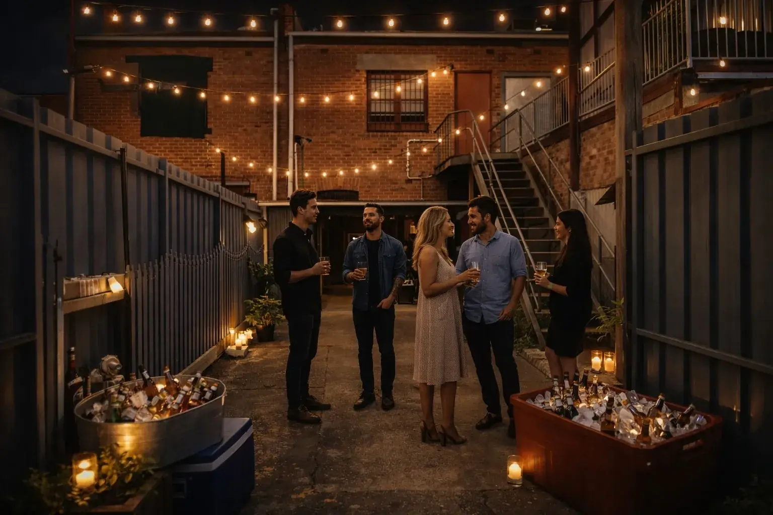 Elegant event space with ambient lighting, showcasing Assembly Collective's attention to atmospheric detail